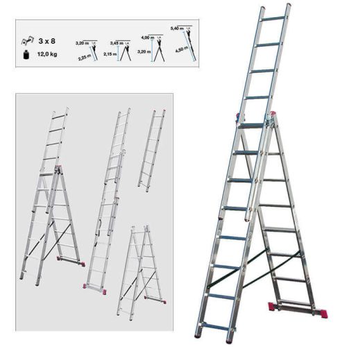 CORDA Sokcélú létra, 3x8 fokos