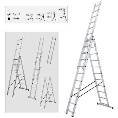 CORDA Sokcélú létra, 3x10 fokos