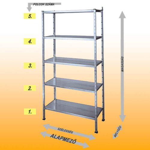 Salgó-ERREX 1300x500mm-es, alap állvány, 5 polcos
