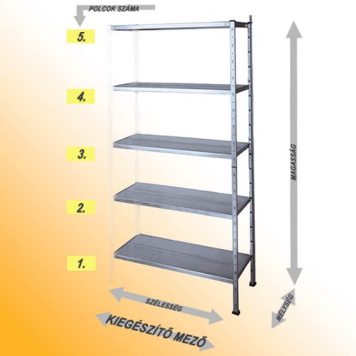 Salgó-ERREX 1300x500mm-es, kiegészítő állvány, 5 polcos